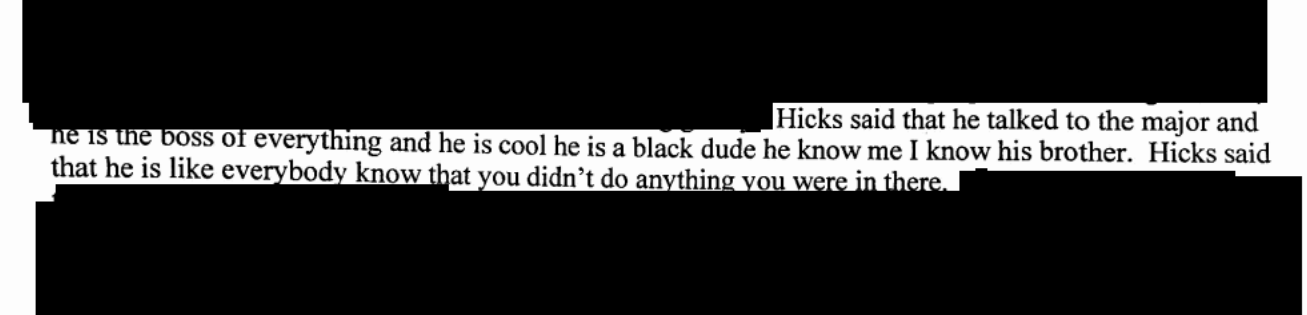 Hicks telephone call in which he says Diggins knows him